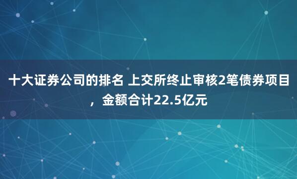十大证券公司的排名 上交所终止审核2笔债券项目，金额合计22.5亿元